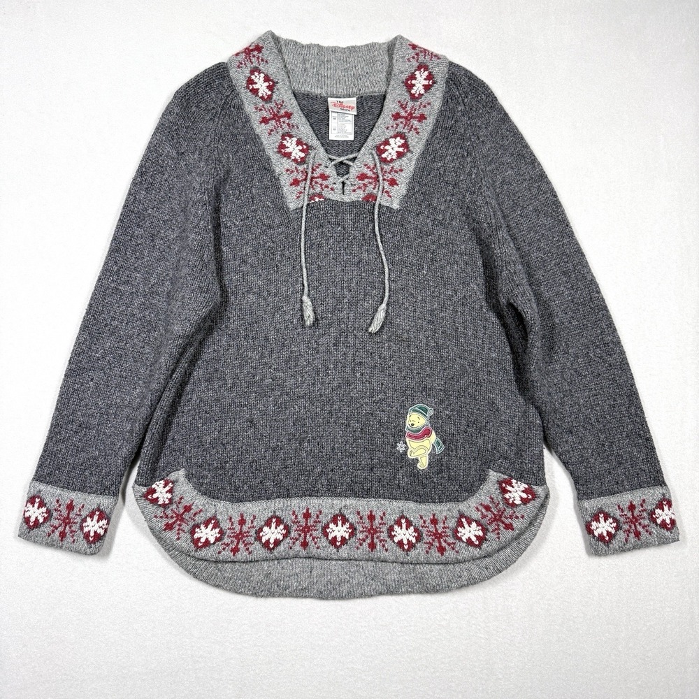 Vintage Disney Winnie The Pooh Sweater Medium Wool Blend Winter Christmas Nordic